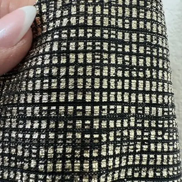 EVERLY Slip Mini Dress Metallic Grid Black Silver Strappy A-Line Cocktail L - Picture 6 of 6